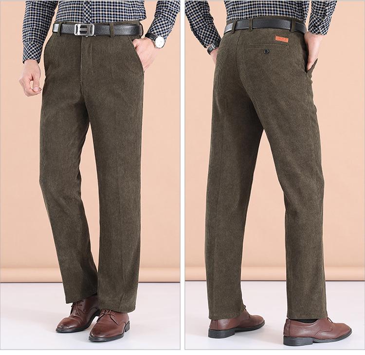 Men's Autumn/Winter Chenille Corduroy Pants - High Waist, Straight Leg, Loose Fit, Casual Pants for Middle-aged and Elderly