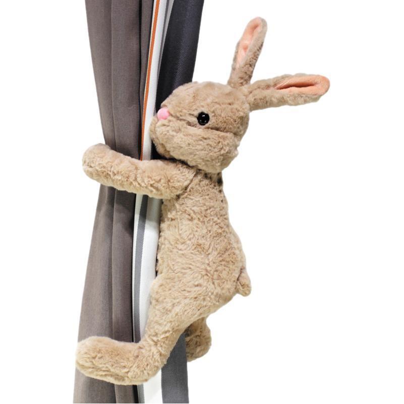Tieback Curtain Bunny With Plush Doll For Childrens Room Window Decorations
