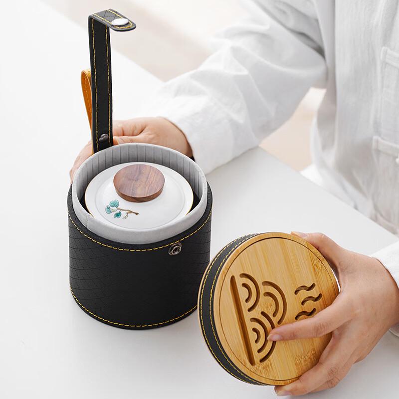 Mutton Fat Jade Ceramic Portable Travel Tea Set