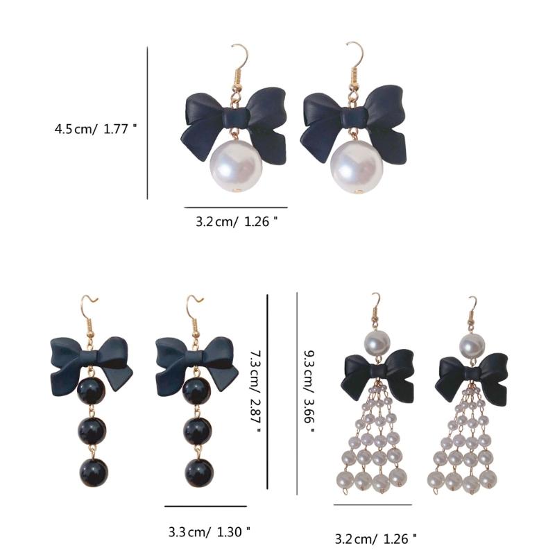 Stylish Pearls Bowknot Dangle Earrings Ornament Distinctive Ear Pendant Ear Rings Adornment Versatile Fashion Accessory