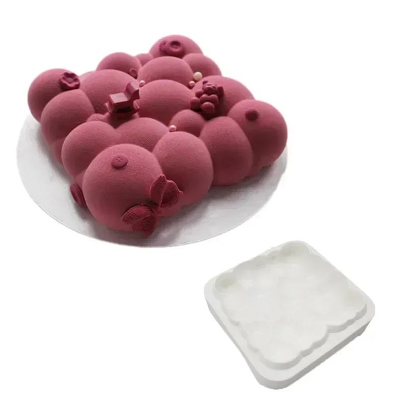 

1 Pcs Cake Decor Handmade Molds Square Cloud Cake Mold Cloud-shaped Baking Pan White Silicone Mousse Baking Cake Dessert Mould