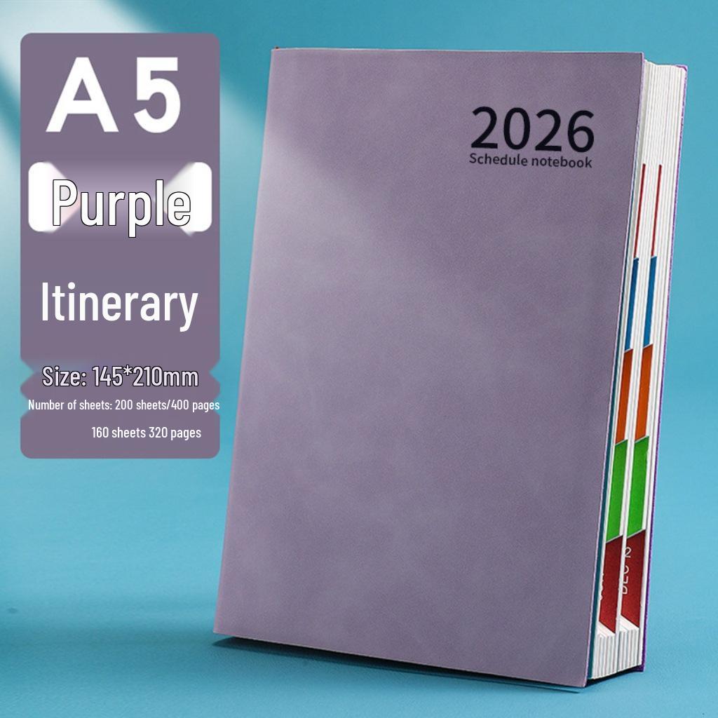 2026 A5 Daily Planner: Ultra-Thick Efficiency and Self-Discipline Notebook A5 (204 sheets, 408 pages, Chinese)