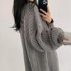 Women Knitted Cardigan Jacket V Neck Open Front Long Sleeve Solid Color Knit Sweater Coat Daily Wear