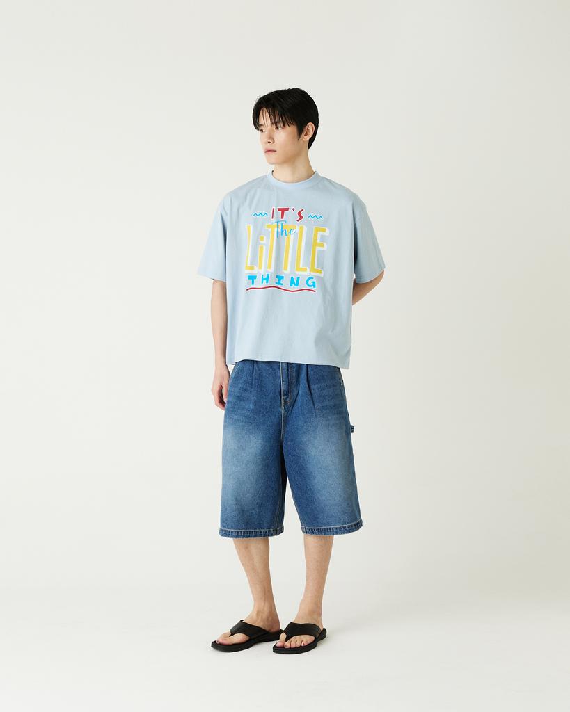 Diaendeukweseucheon Little Thing Print T-Shirt / Light Blue