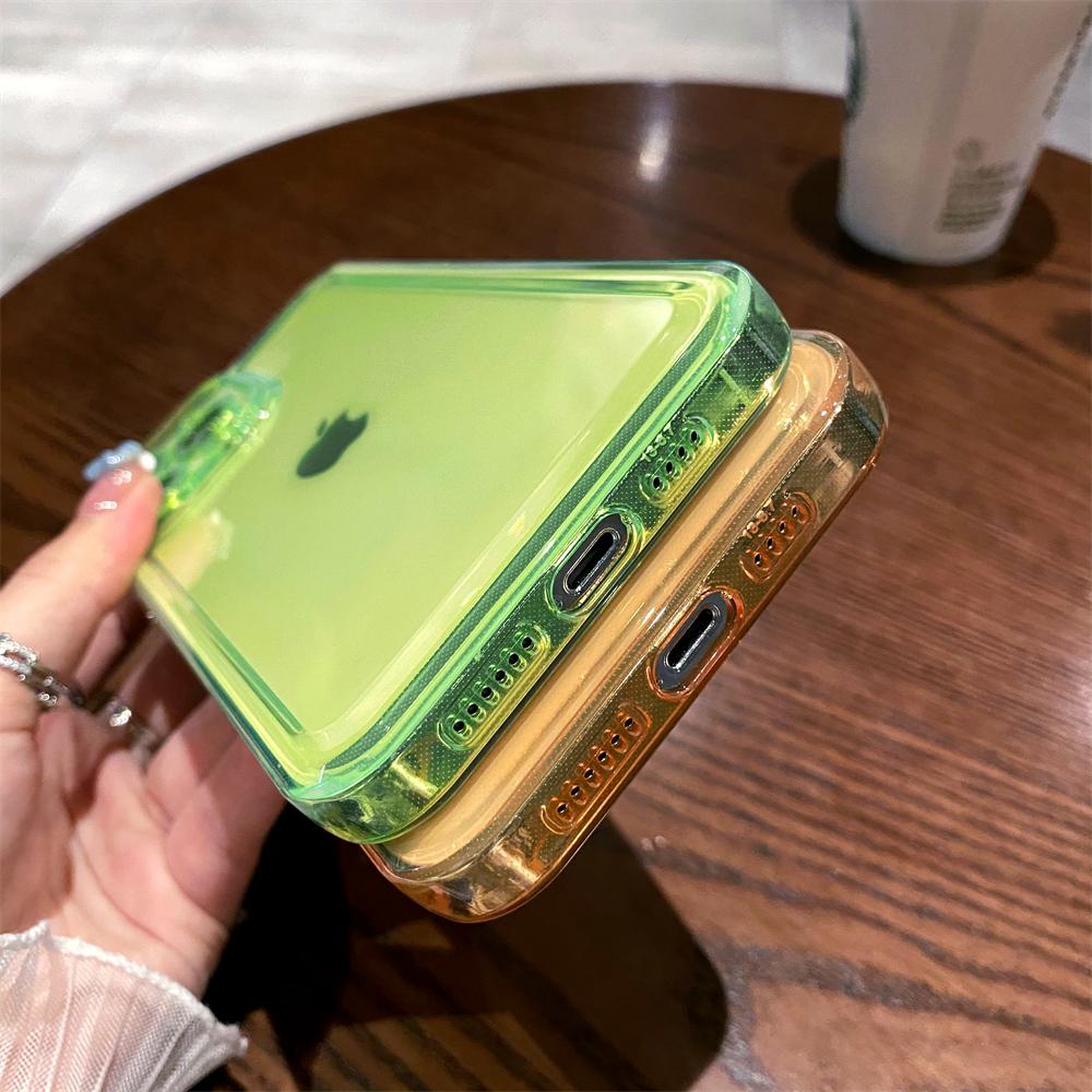 Neon Color Soft Transparent Silicone Case For iPhone 12 13 11 Pro Max X Xs Xr 7 8 Plus SE3 Rubber Clear Shockproof Bumper Cover