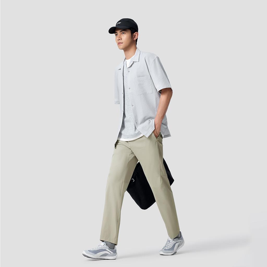 Li Ning Fitness Series Brand Logo Stitched Sports Casual Long Pants Men bottoms AYKW863-3