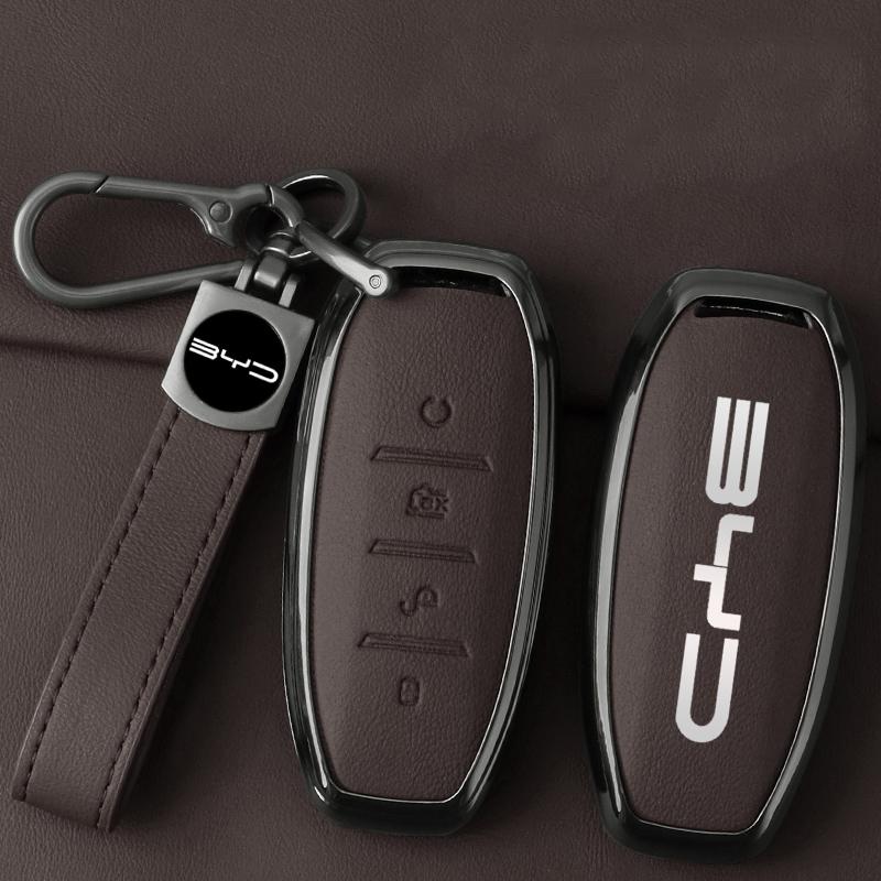 Car Key Fob Case For Byd Atto 3 Han Ev Dolphin Lied Tang Dm Qin Plus Song Pro Max Yuan Car Key Case Zinc Alloy Leather Case