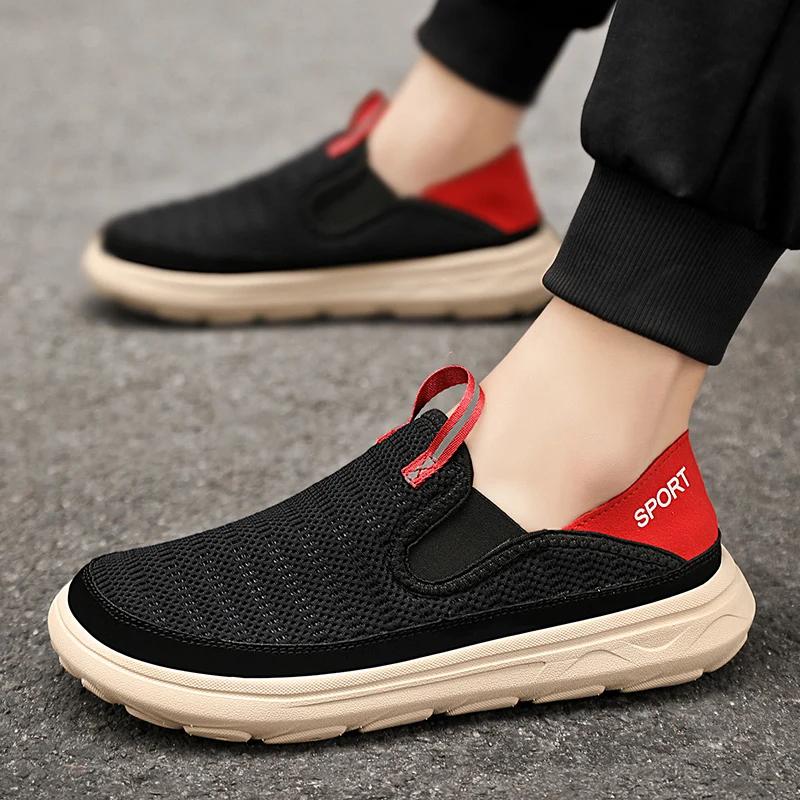 New Men'S Summer New Single Shoes Lightweight Breathable Sports Mesh Shoes Casual Wear Resistant Cloth Shoes
