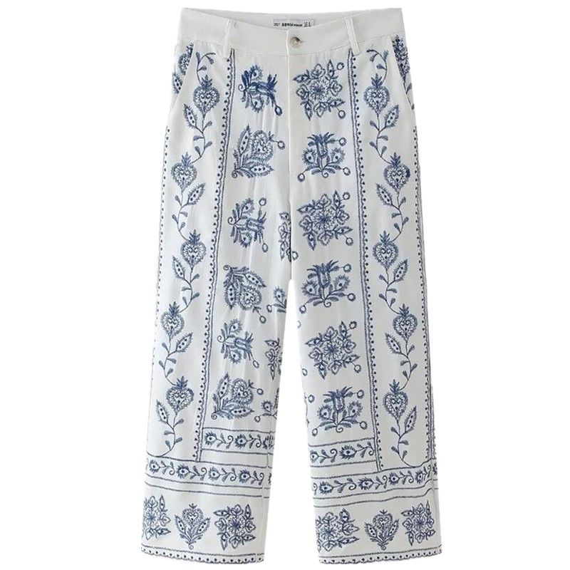 Fashion Style 2024 Summer New Women's Clothing Easiest for Match Pattern Embroider Casual Wide-Leg Trousers 2731240 712