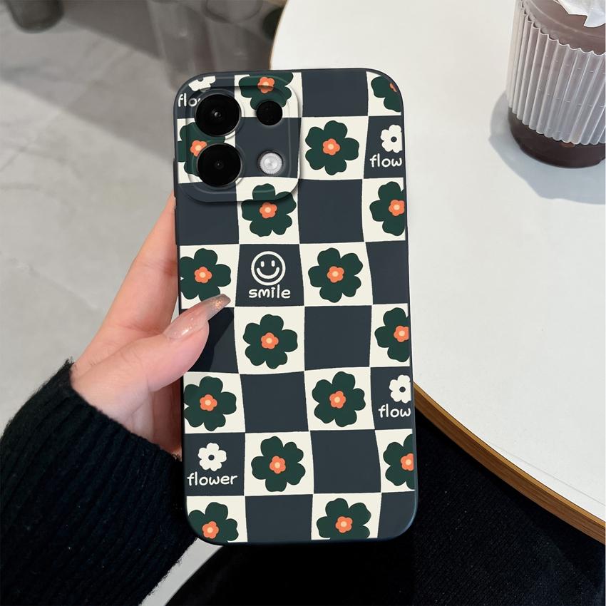 Cover Case For Oppo Realme 5 6 7 10 8 9 Pro Plus A5X K13 A5 Fashionable Checkered Patterns Liquid Silicone Anti Slip Housing For Oppo Cellphone Casing