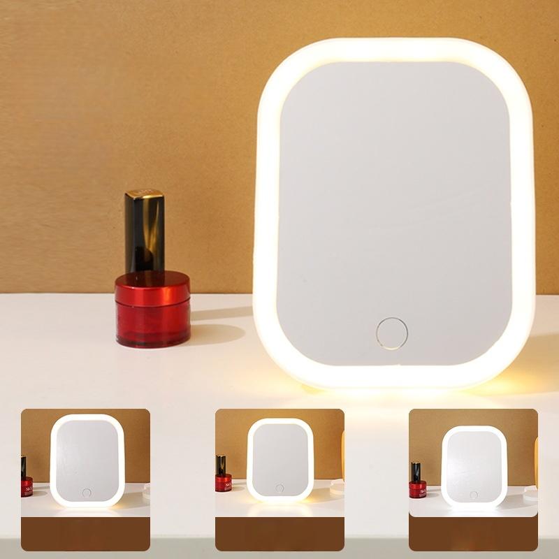 LED Fill Light Small Mirror Student Dormitory Desktop 3 Color, Makeup Mirror With Light, Bedroom Dressing Table Mirror