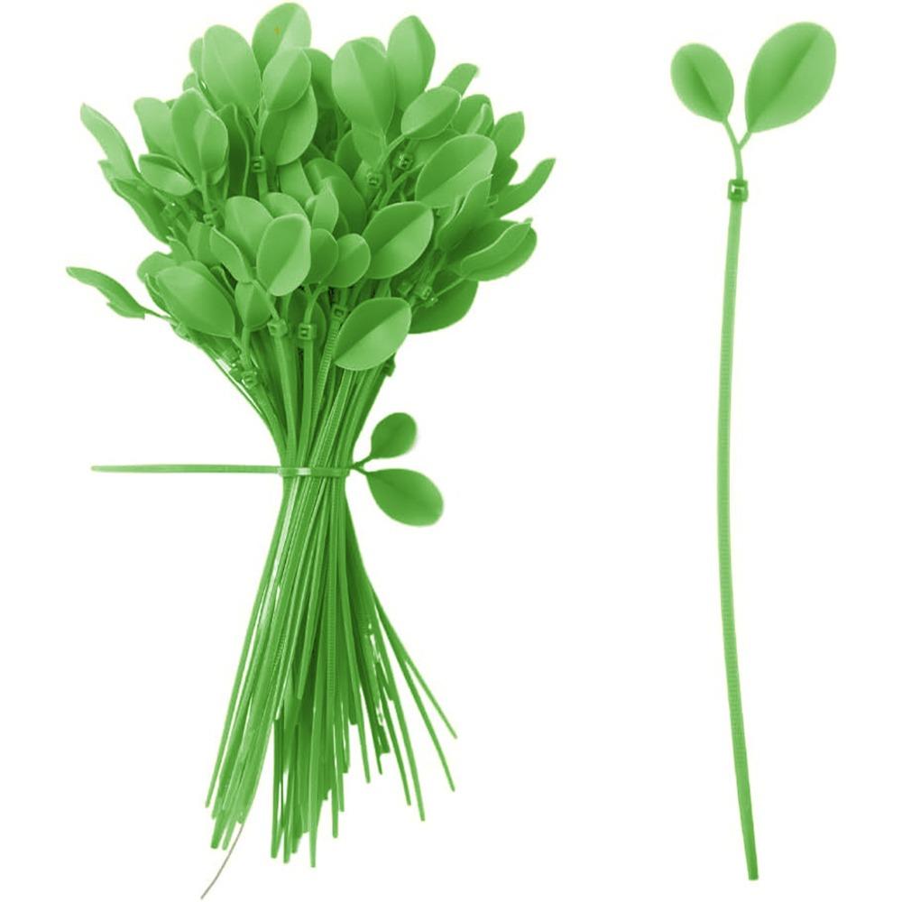 

50pcs Green Garden Plant Clips Leaves Shape Bold Cable Tie Plant Holder Lengthen Self-Locking Vegetable Growing Tool