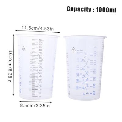 10 db festékkeverő kalibrált csésze műanyag festékkeverő poharak 1000 ml-es keverőedények a festékek és folyadékok pontos keveréséhez