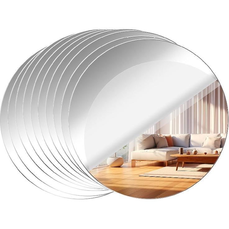 Acrylic Round Mirrors Self Adhesive Non Glass Mirror Circle Wall Mirror Clear Wall Sticker Decals for Wedding Table Centerpiece and Home Living Room