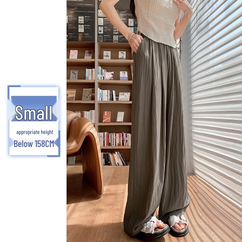 

Широкие брюки из ледяного шелка: Женские летние повседневные брюки из хлопка и льна с высокой талией в японском ленивом стиле S for 80-95 jin