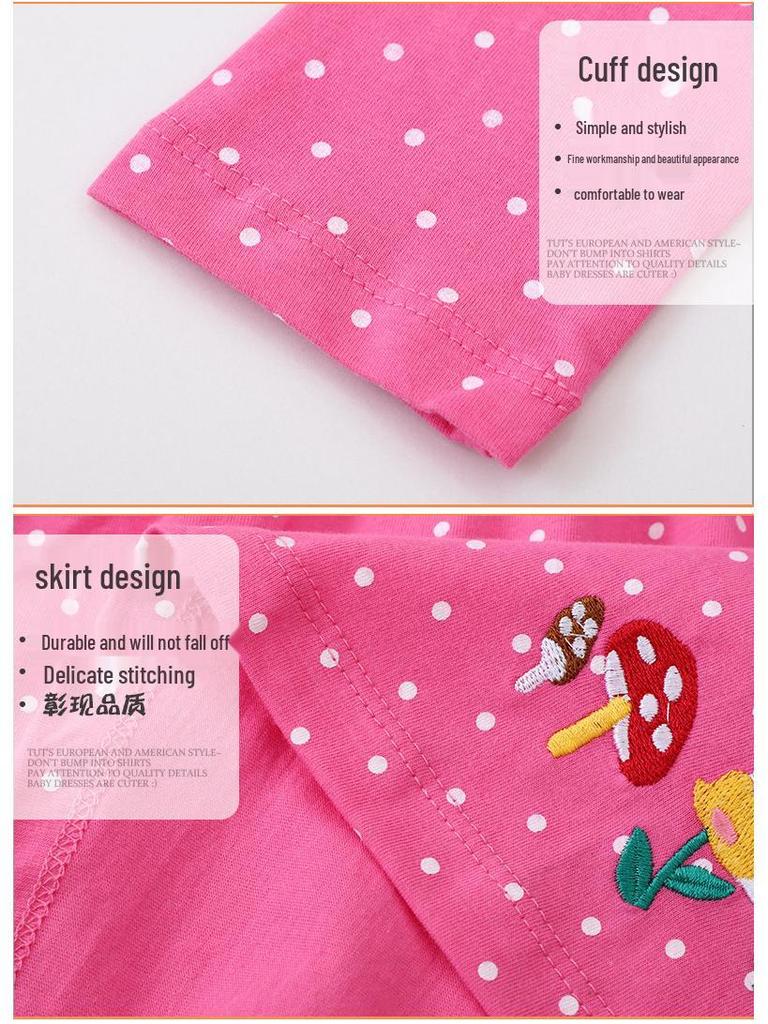 Dievčenské patchworkové šaty s výšivkou v európskom a americkom štýle, s dlhým rukávom a okrúhlym výstrihom - Kolekcia Jar & Jeseň.