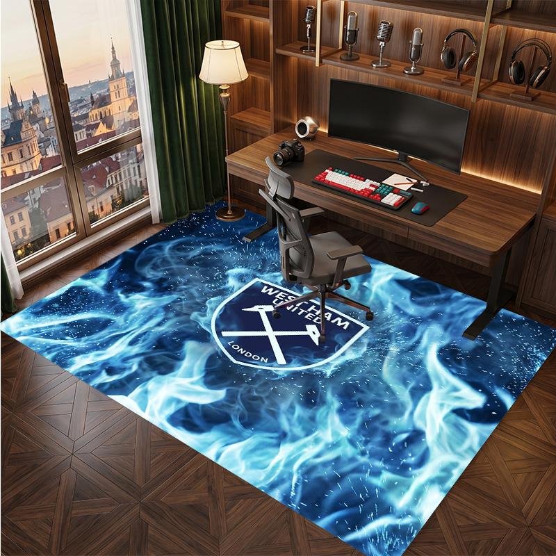 Tappeto in Velluto di Cristallo con Stampa del West Ham United Football, Comodo Assorbente d'Acqua Antiscivolo Tappeto per Pavimenti Interni