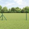 VidaXL Chain Link Fence with 13 Posts 0.6x25 M Galvanized Steel Green 3351087