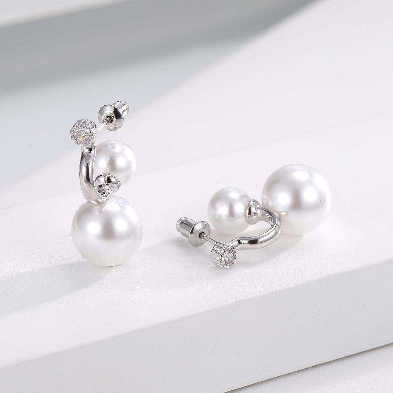 

Елегантні романтичні сережки з перлами срібна голка s925 ретро темпераментний дизайн відчуття подвійні сережки з цирконами мода