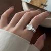 925 Sterling Silver Rings For Women Geometric Fine Jewelry Finger Adjustable Wide Interlines Ring For Party Birthday Gift