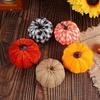 American Country Style Pumpkin 5 Pcs Fall Fabric Decor, Thanksgiving Farmhouse Stuffed Velvet Set Decoration, Harvest Small Faux Pumpkins for