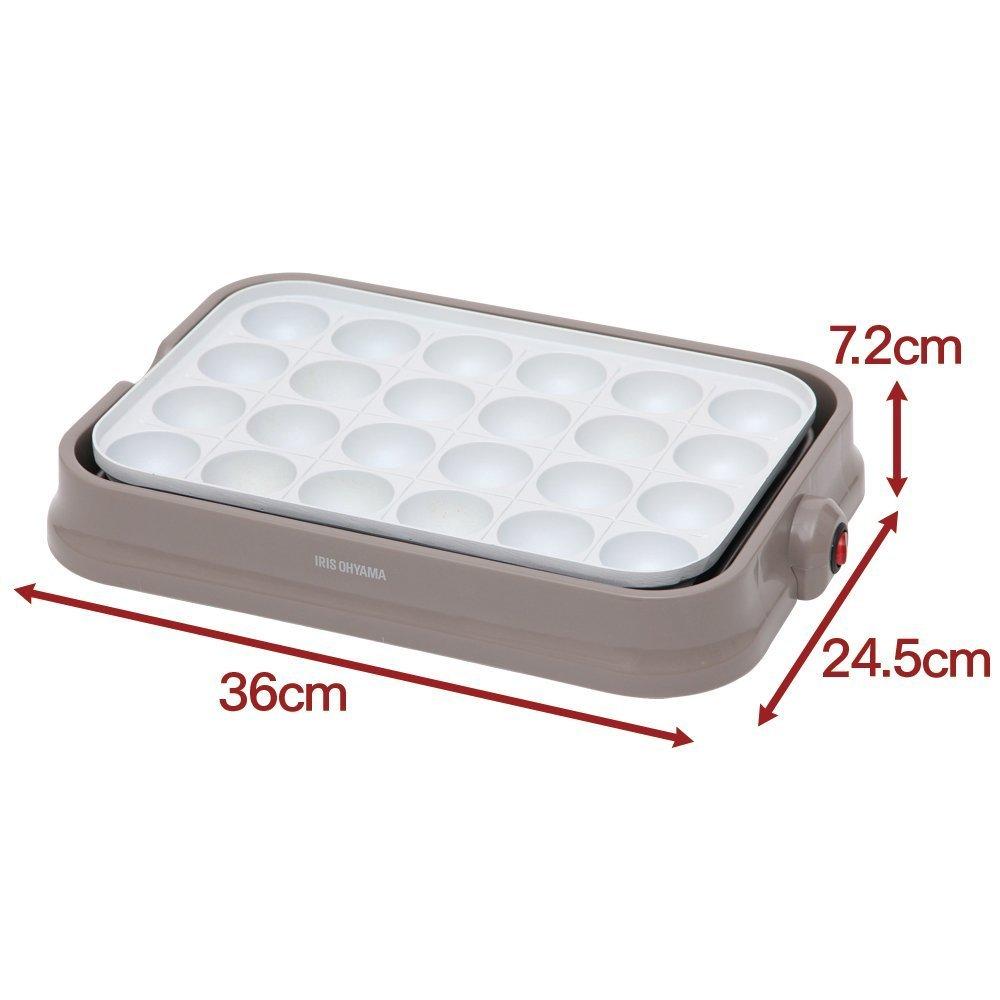 IRIS OHYAMA Takoyaki Maker 2WAY Platte 24 Löcher Flach Keramikbeschichtung Grau (Takoyaki-Teller) PHP-C24W-H