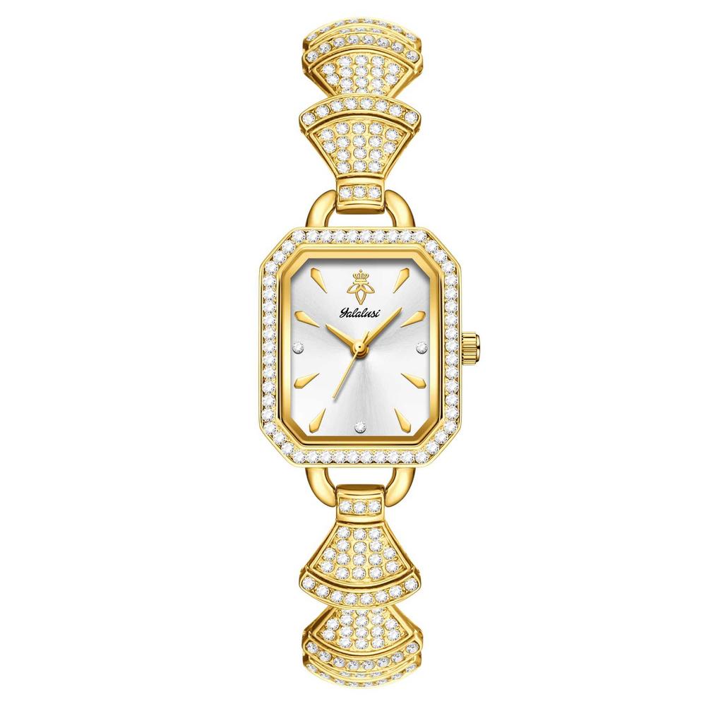 Diamond-Encrusted Square Plate Women'S Watch Light Luxury Bead Gold Women'S Watch Waterproof Temperament Women'S Premium Watch