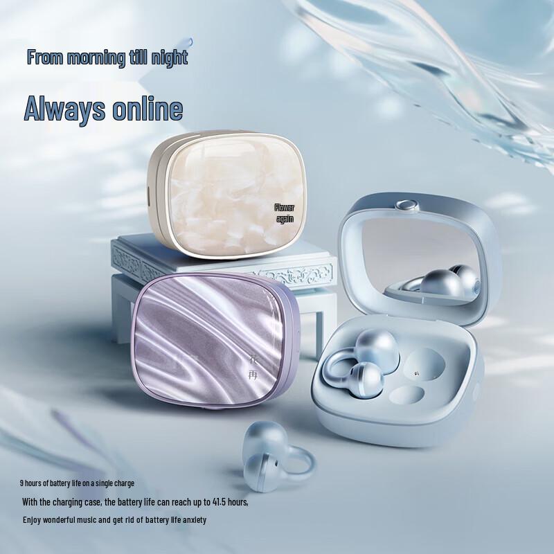 Edifier Yueying Clip-On Open-Ear Bluetooth Earbuds with Makeup Mirror