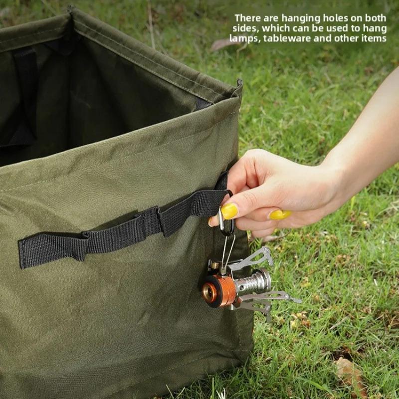 Portable Camping Trash Can, Foldable With Handle, Outdoor Multifunctional Large Capacity Storage Box, Travel Trash Can, Camping