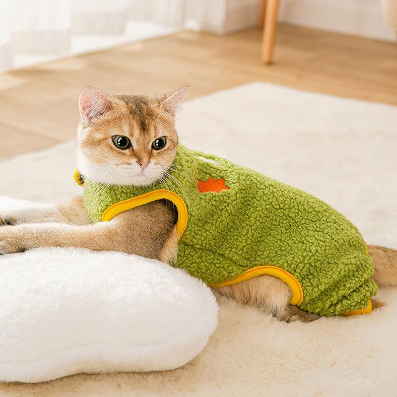 Autumn and winter granular fleece four-legged overalls teddy bear dog small dog kitten warm pet cat clothes