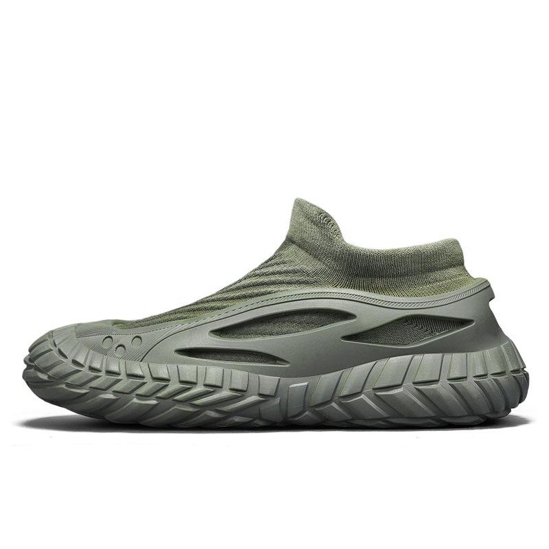 Men's shoes spring and summer breathable thin fly-woven socks shoes new outdoor leisure thick-soled one-pedal sports shoes men