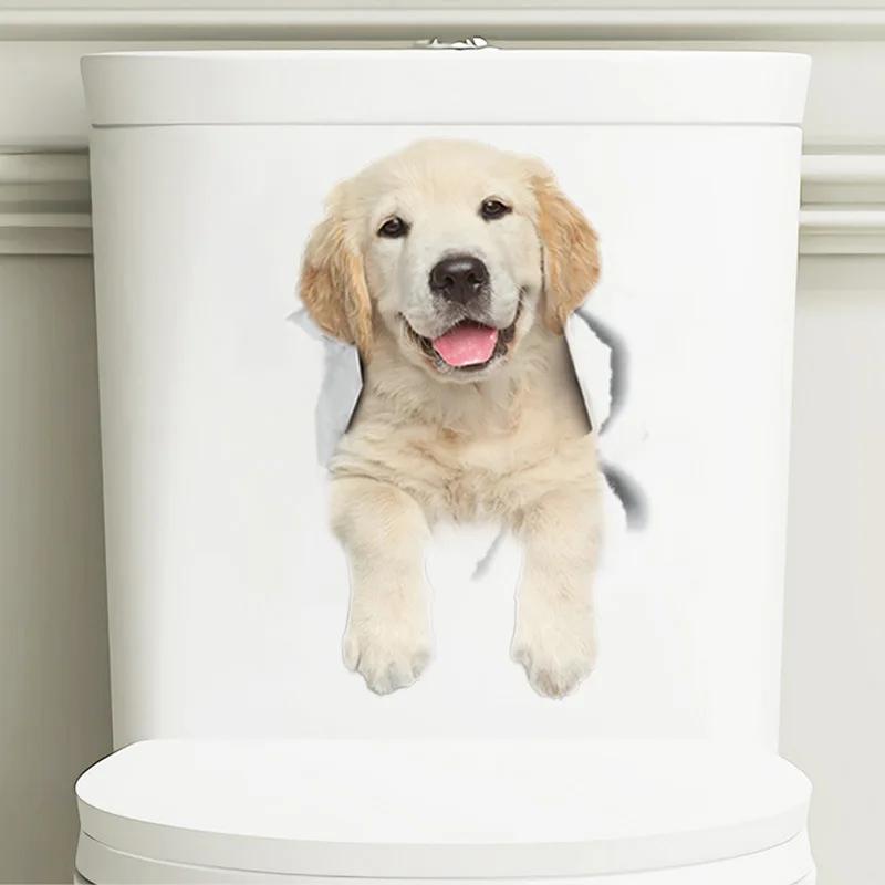 3D Cute Cat Toilet Sticker Bathroom Toilet Cover Sticker Wall Stickers Animal Wc Accessories Fun For Home Bath Room Decoration