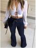 High Waist Hip-Lifting Lace-Up Slimming Flared Jeans for Women - Trendy Europe & America Style