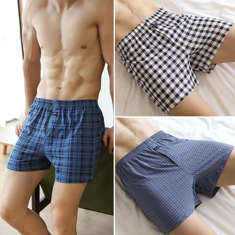 Men's High Waist Cotton Boxer Shorts - Loose Fit Sleep & Home Pants, Plus Size, Lightweight Four-Corner Design