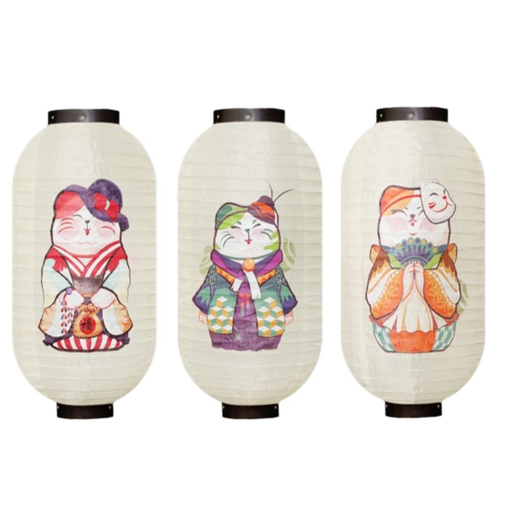 10 Inch Japanese Lantern Lucky Cat Ladies Painting Chandelier Folk Decor Picture Design Pendant Light Waitress Figure