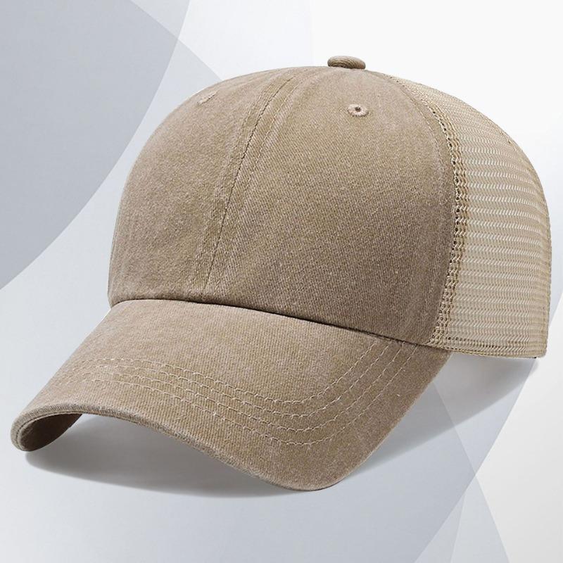 Washed Cotton Mesh Cap Embroidery Retro and Old Peaked Cap Men's Soft Top Hat Sunshade Baseball Cap