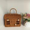 Halloween Storage Basket - Woven Rattan Style Organizer with Lid for Home & Shelf Decor. Durable & Creative!