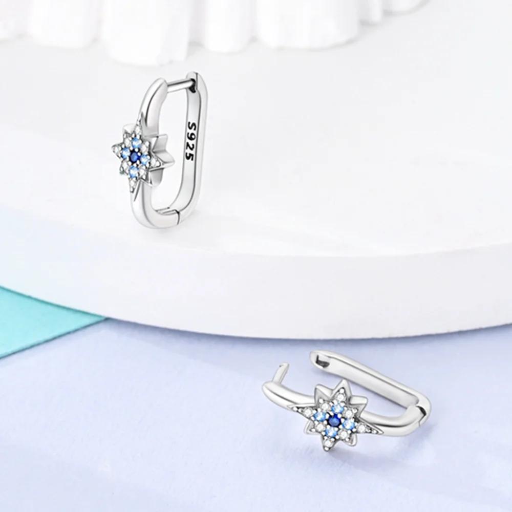 

925 Silver Sparkling Starburst Rectangular Earrings For Women Wedding Engagement Charm Earrings Jewelry Gift