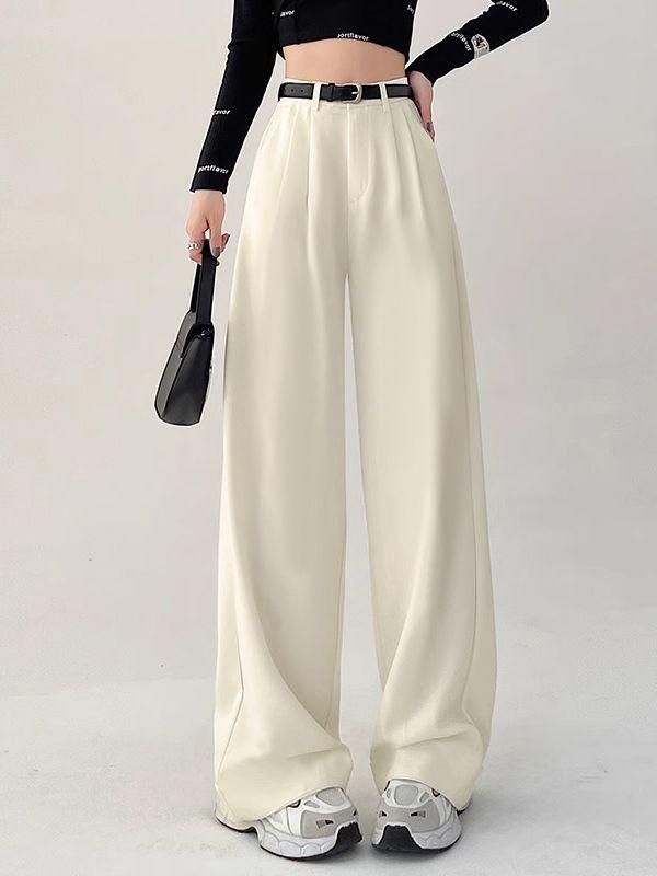 Women's Spring/Summer 2026 High Waist Loose Wide Leg Floor-Length Suit Pants