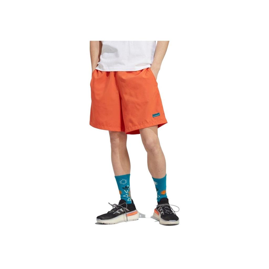 Adidas Solid Color Elastic Mid-Waist Straight Casual Shorts Men Bottoms Orange HR4259