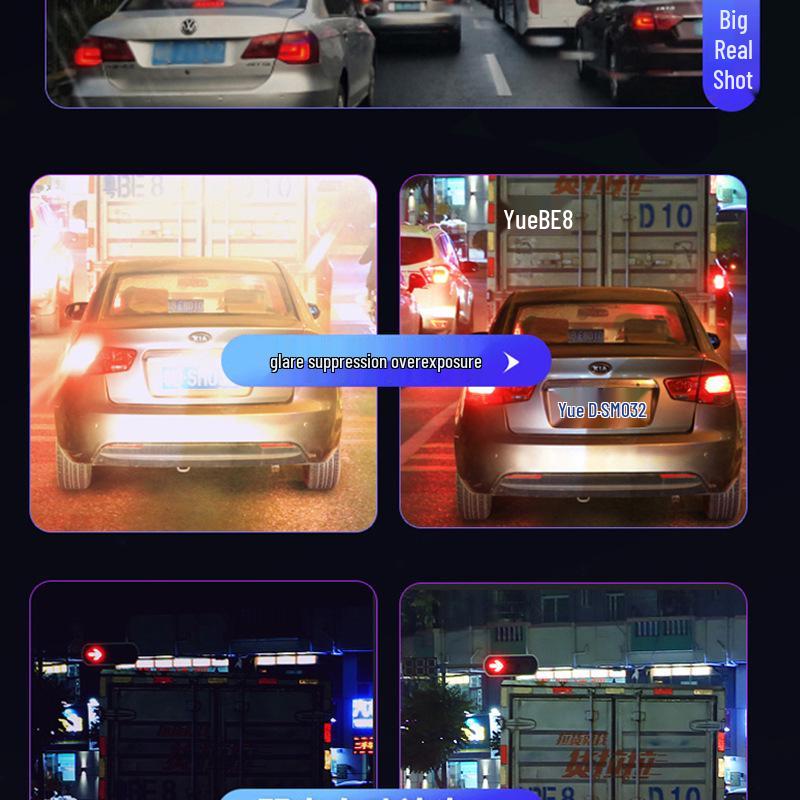 4K Dash Cam with Night Vision, Wireless Phone Connection, Front/Rear Dual Camera, and Reversing Image Monitoring.