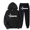 Y2K Print Hooded Fleece-Lined Unisex Sweatshirt Set Streetwear Casual Long Sleeve Tracksuit