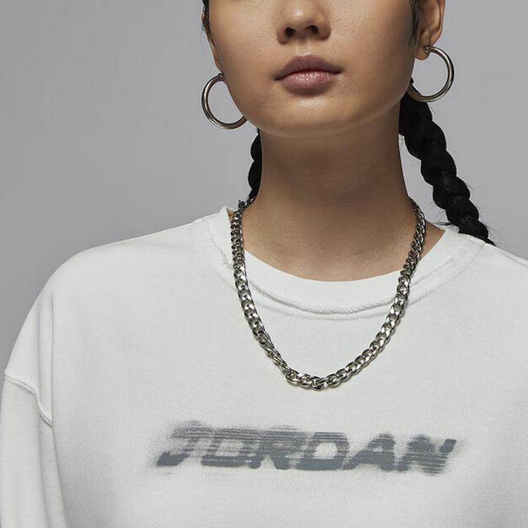 Jordan Brkln Flc Ft Crew 24 Gc Sport Rundhals-Pullover Langarm-Sweatshirt Damen-Sweatshirt Weiß HV8954121