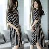 Elegant Women's Summer Dress Stylish European Design With Slim Fit Striped Pattern