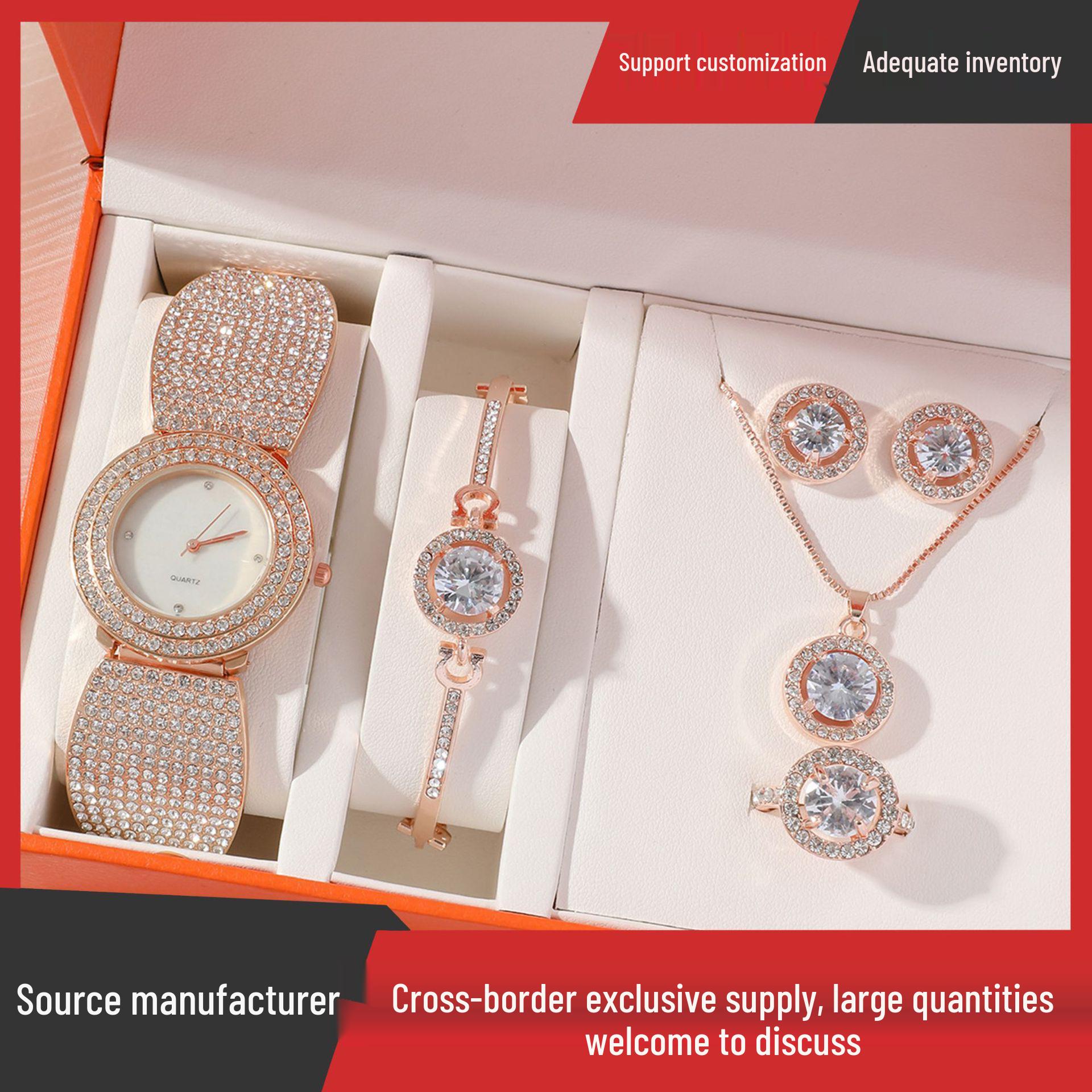 

Ladies Rhinestone Steel Band Quartz Watch Set - 5 Piece Collection