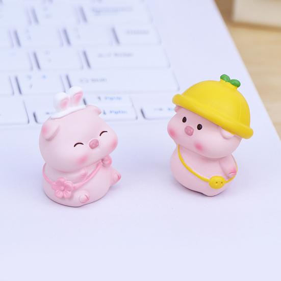 Animal Figurine Cartoon Lovely Adorable Fine Workmanship Mini Office Decor Eco-friendly Lie Pigs Desktop Ornament Car Decor