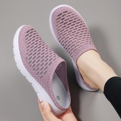 Schuh für Damen, neue ausgehöhlte Lazy-Halbschuhe, Sommer-Mesh, bequem, lässig, weiche Sohle, atmungsaktive Damen-Wanderschuhe