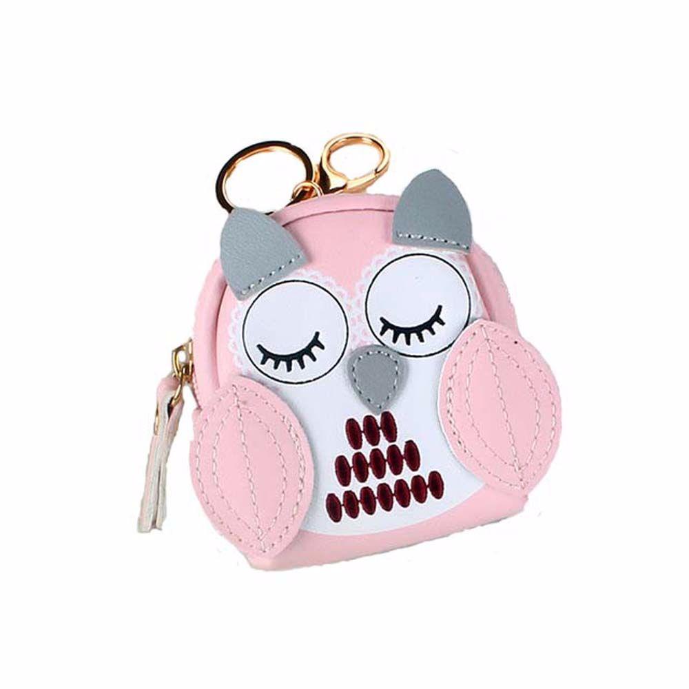 Key Holder Lady Wallet Short Purses Cartoon Car Key Chain Key Bag Owl Coin Purse School Bag Pendant