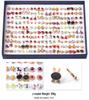 Korean 100-Pair Plastic Boxed Earrings Set - Soft Clay Drip Design, Diamond Glue Needle, Anti-Allergic.
