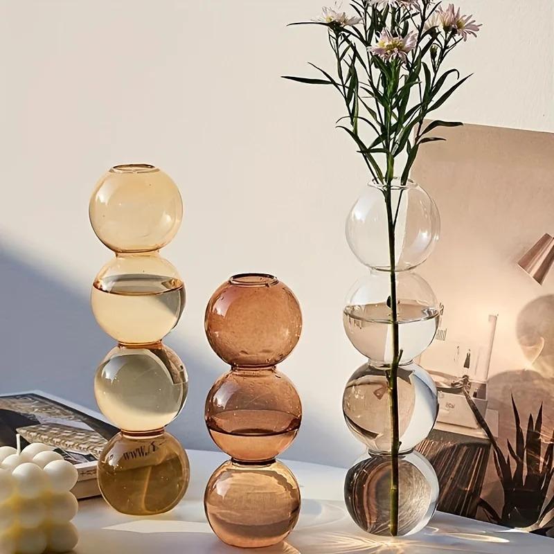 Nordic Clear Glass Bubble Vase Hydroponic Planter for Desk Decor Flower Arrangement Cute Gift